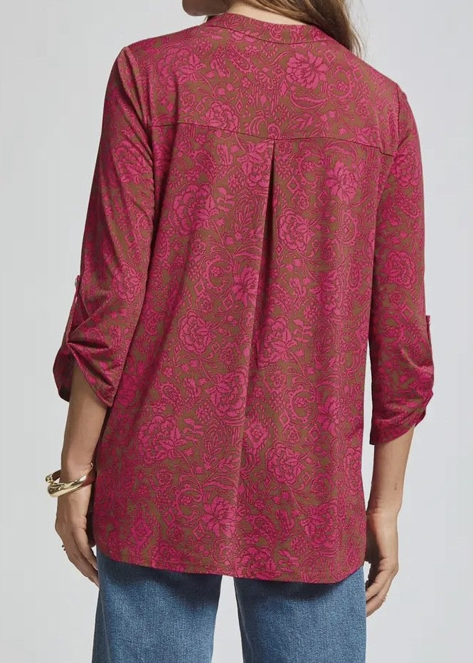 Mazie Floral Tab Sleeve V-Neck