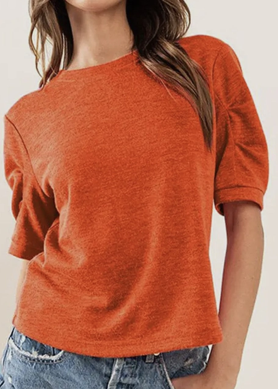 Kindra Pleated Puff Sleeve Crew