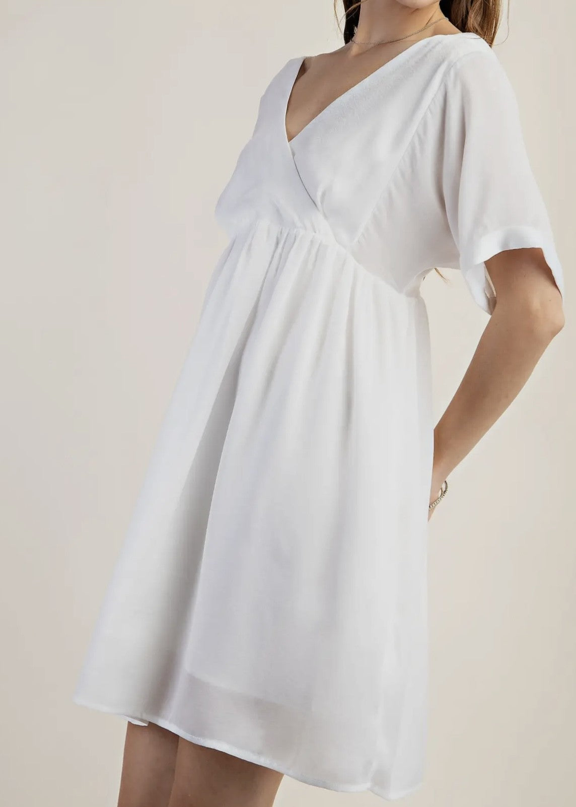 Finley Crossover V-Neck Satin Mini Dress