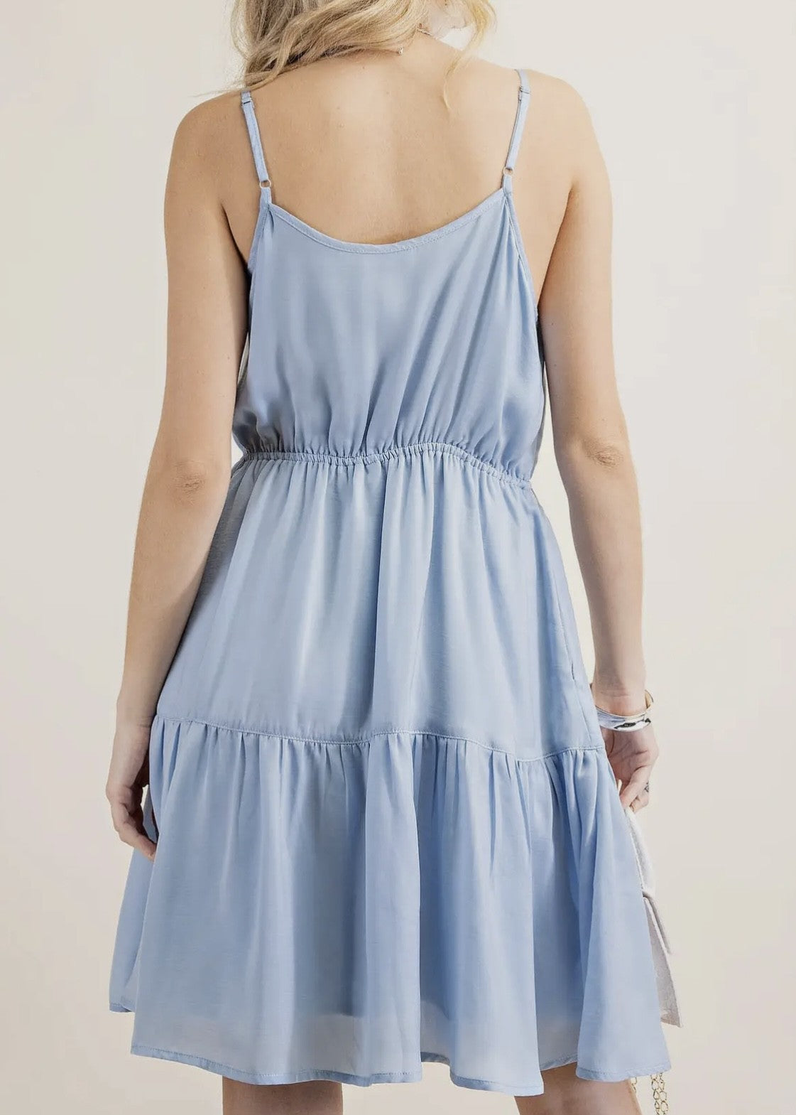 Hudson Tiered Satin Strappy Tank Dress