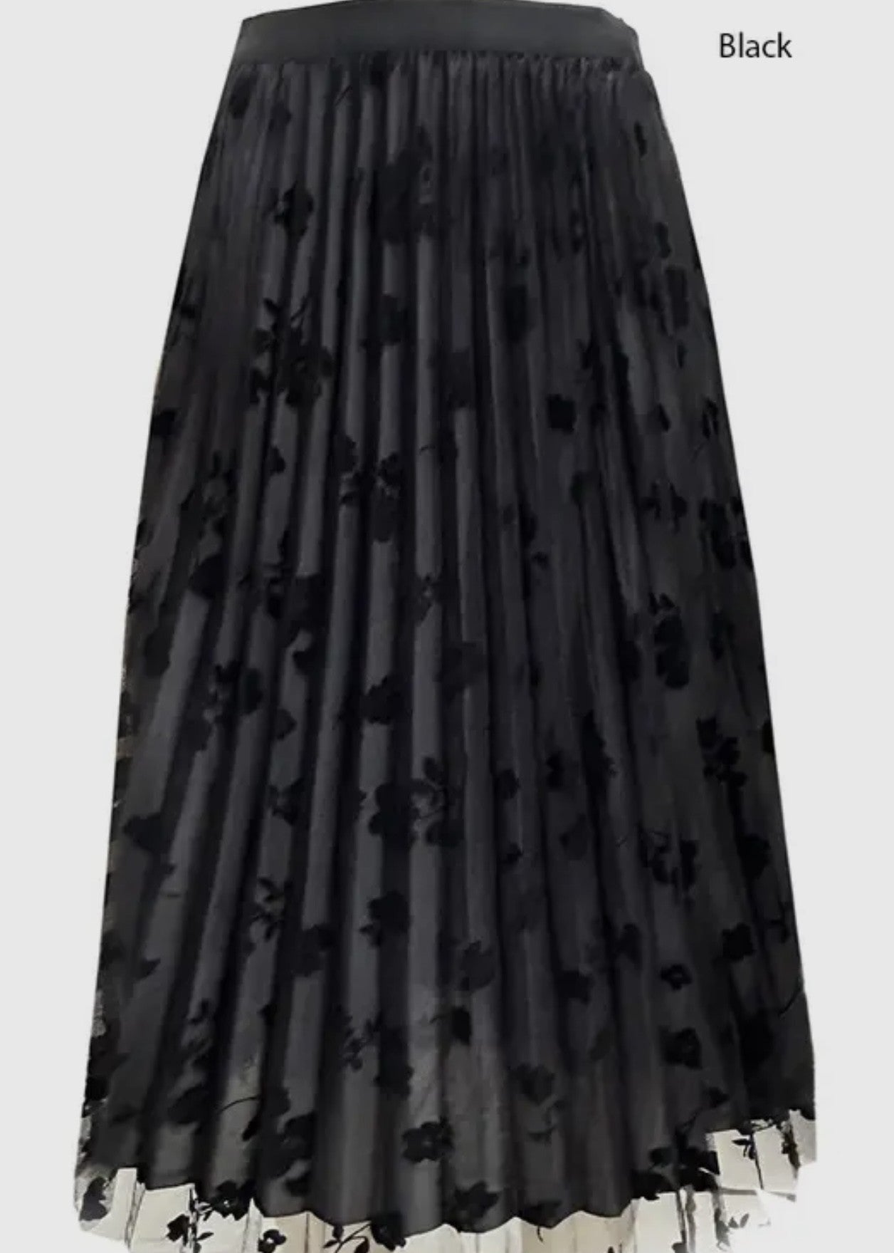 Elie Flocked Floral Mesh Maxi Skirt