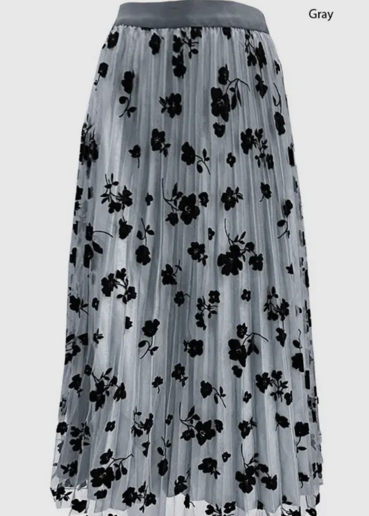 Elie Flocked Floral Mesh Maxi Skirt