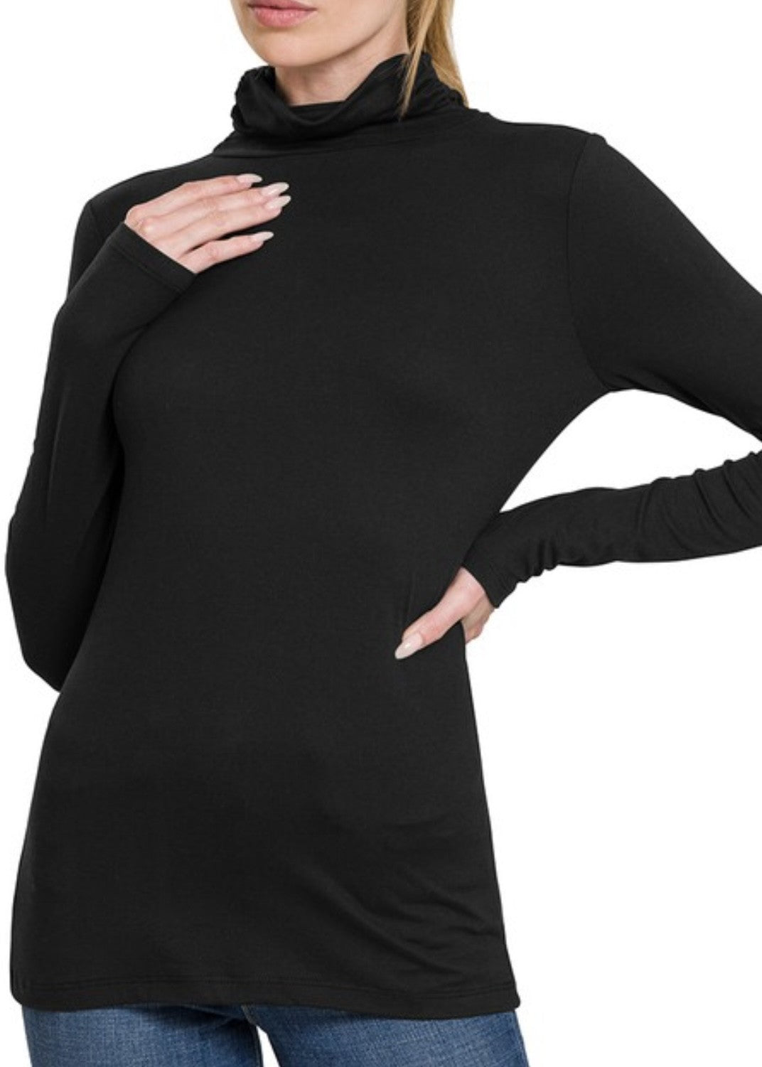 Elle Microfiber Mock Neck Top