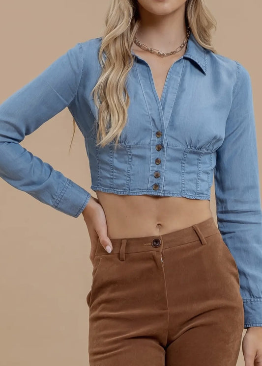 Winslow Denim Cropped Corset Top