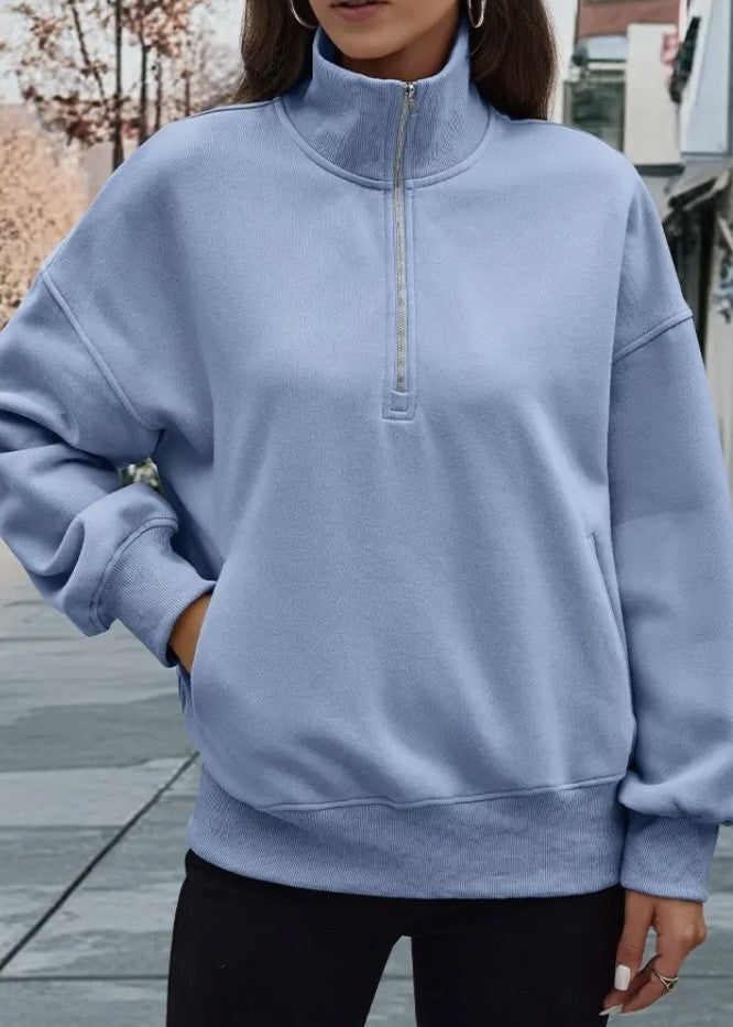 Leslie 1/2 Zip Pullover High Neck Sweatshirt