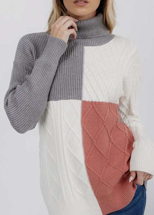 Blakely Colorblock Turtleneck Sweater