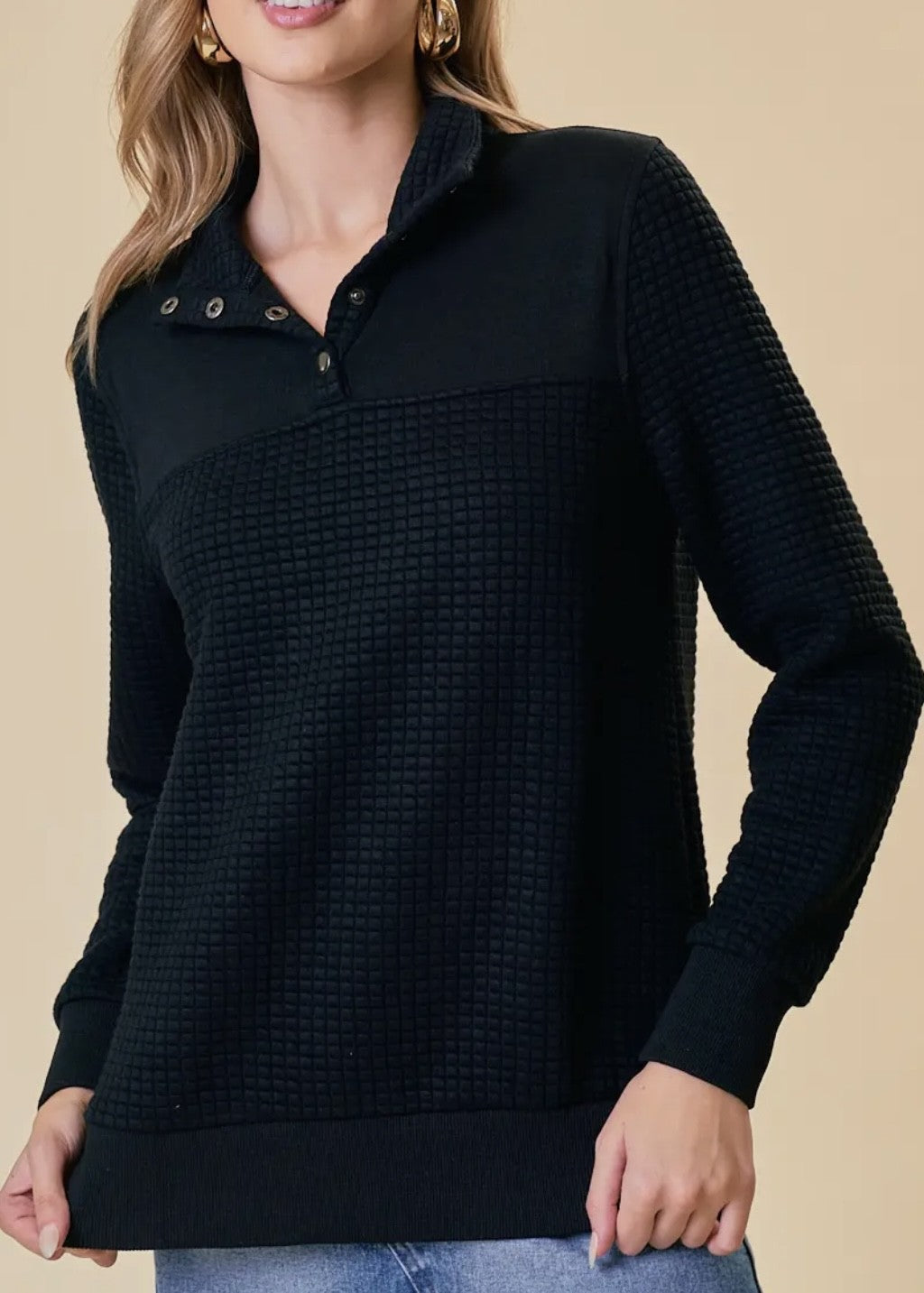 Margot Quilted Funnel Neck Pullover