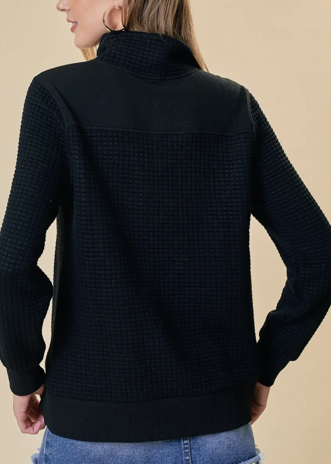 Margot Quilted Funnel Neck Pullover