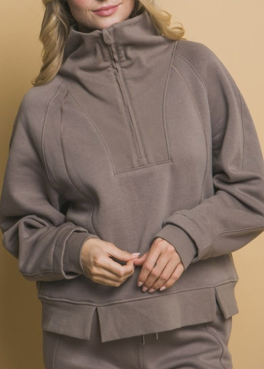 Journee 1/2 Zip Funnel Neck Sweatshirt