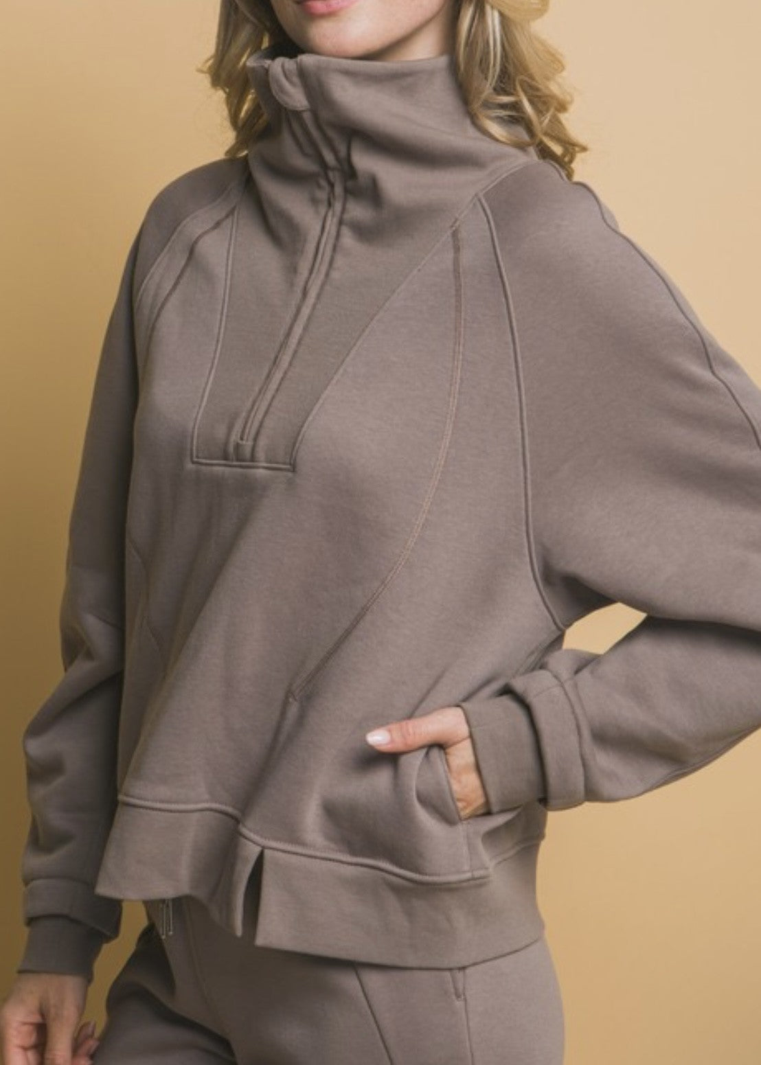 Journee 1/2 Zip Funnel Neck Sweatshirt