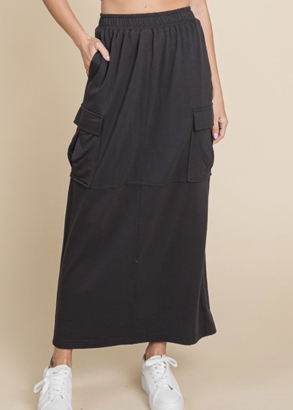 Evie French Terry Maxi Cargo Skirt