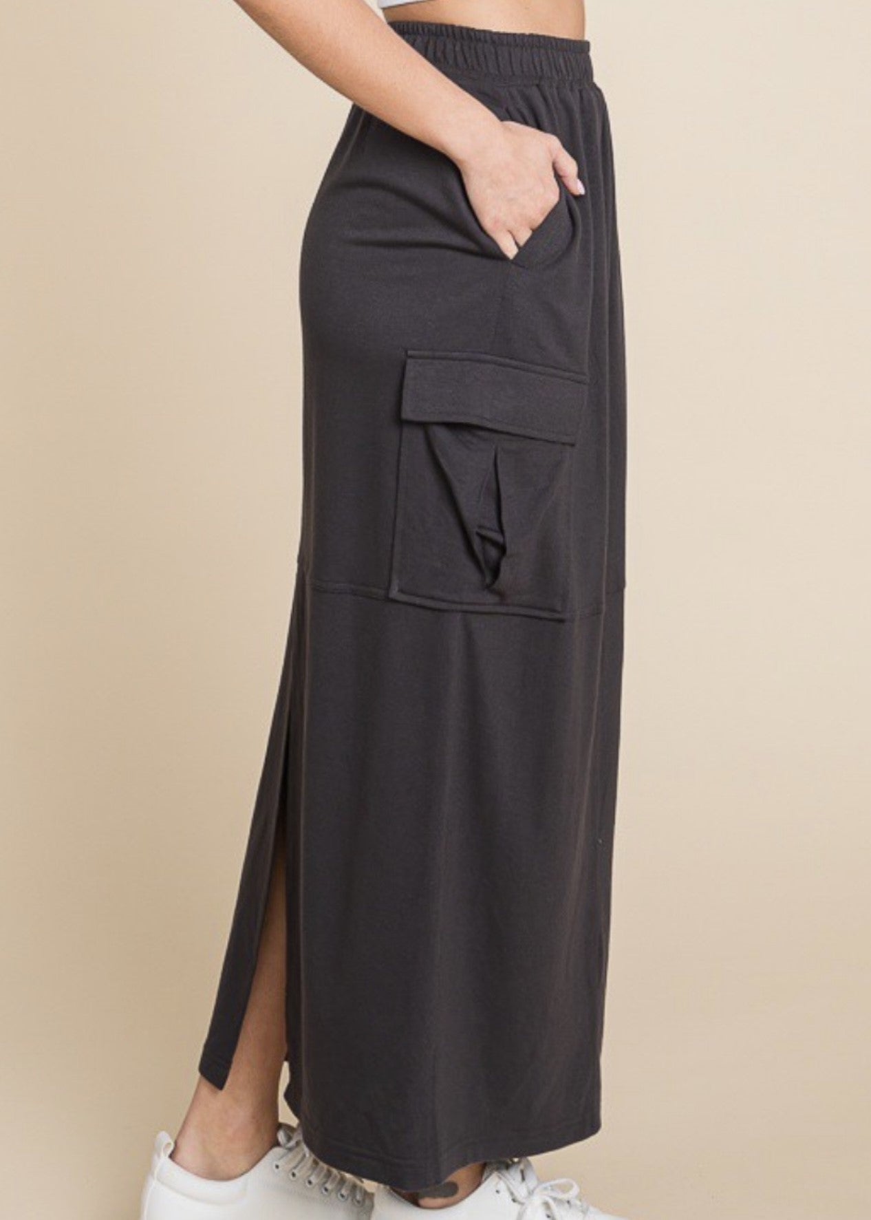 Evie French Terry Maxi Cargo Skirt