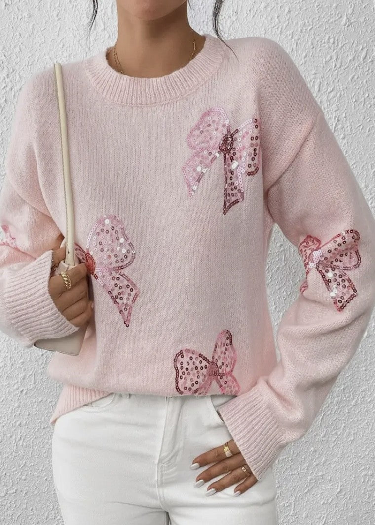 Gracie Sequin Bows Sweater