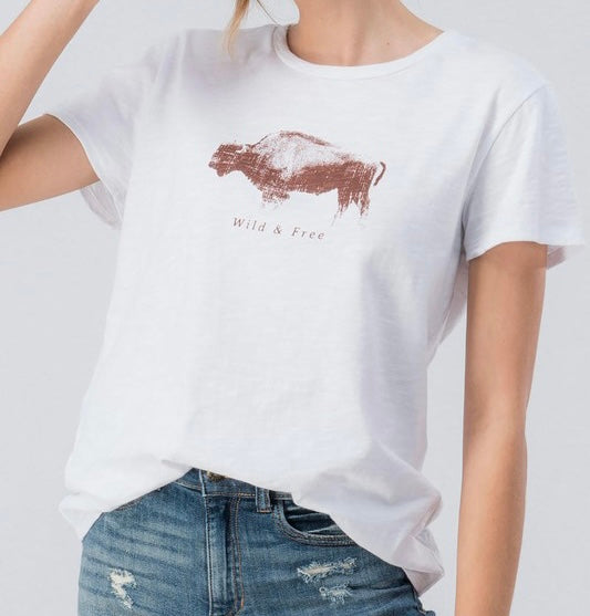 BEST SELLER - Wild and free buffalo graphic tee