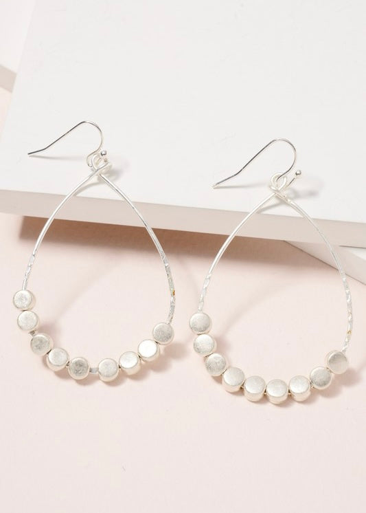 Metal Beaded Teardrop Earrings