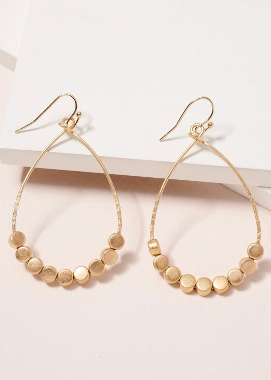 Metal Beaded Teardrop Earrings