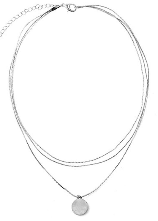 Triple-strand w/ disc pendant Necklace