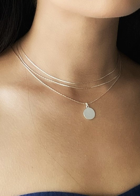 Triple-strand w/ disc pendant Necklace