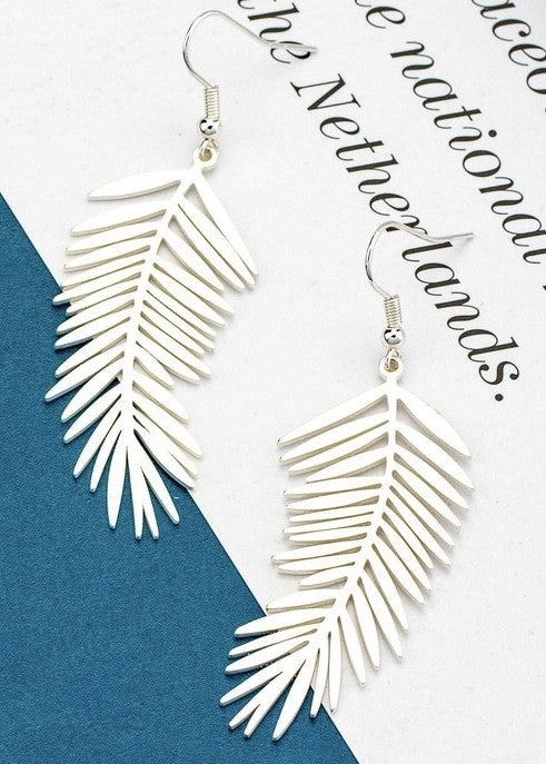 Leaf-shaped Drop Earrings