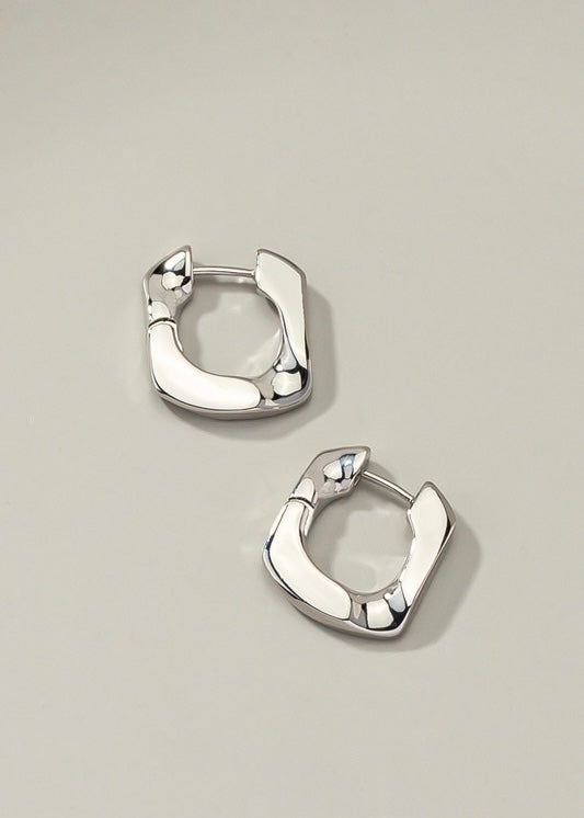 Hinged Chain-Link Huggie Hoop Earrings