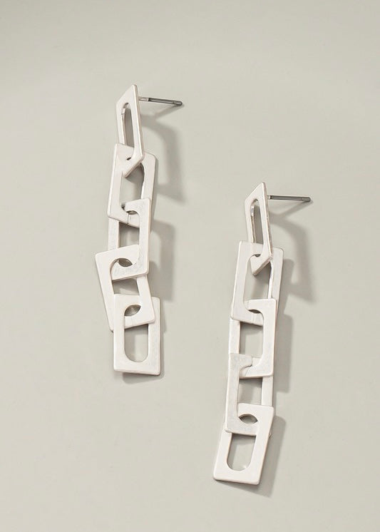 Cutout Square Hoop Link Earrings