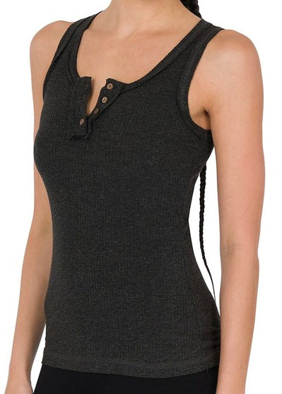 Ribbed Tank Top w/buttons