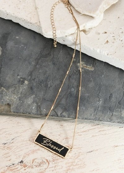 "Blessed" bar necklace